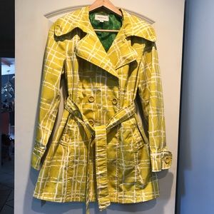 Yellow and white trench coat